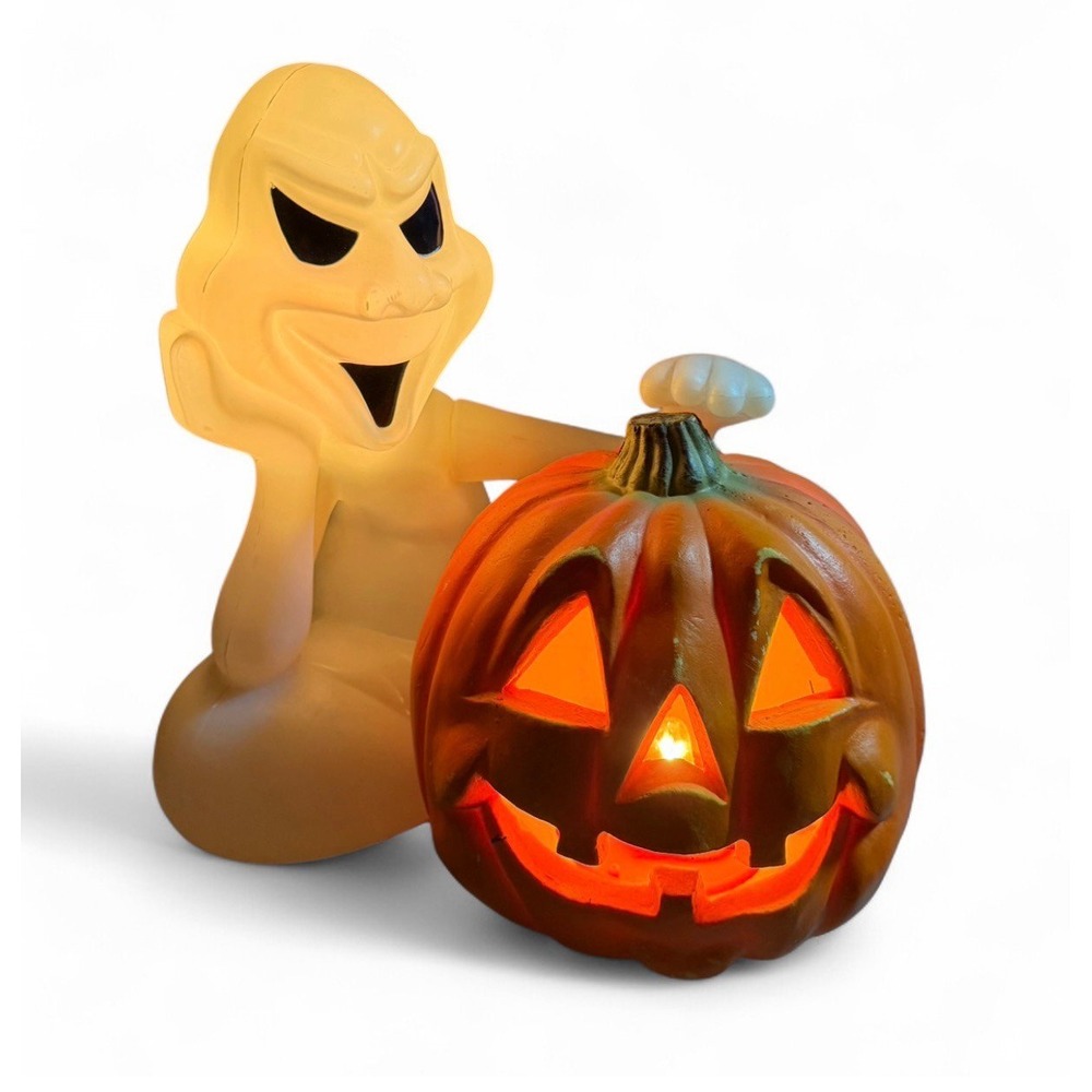 Seasons by Zauders Halloween Ghost Jack O Lantern Pumpkin Light Decoration